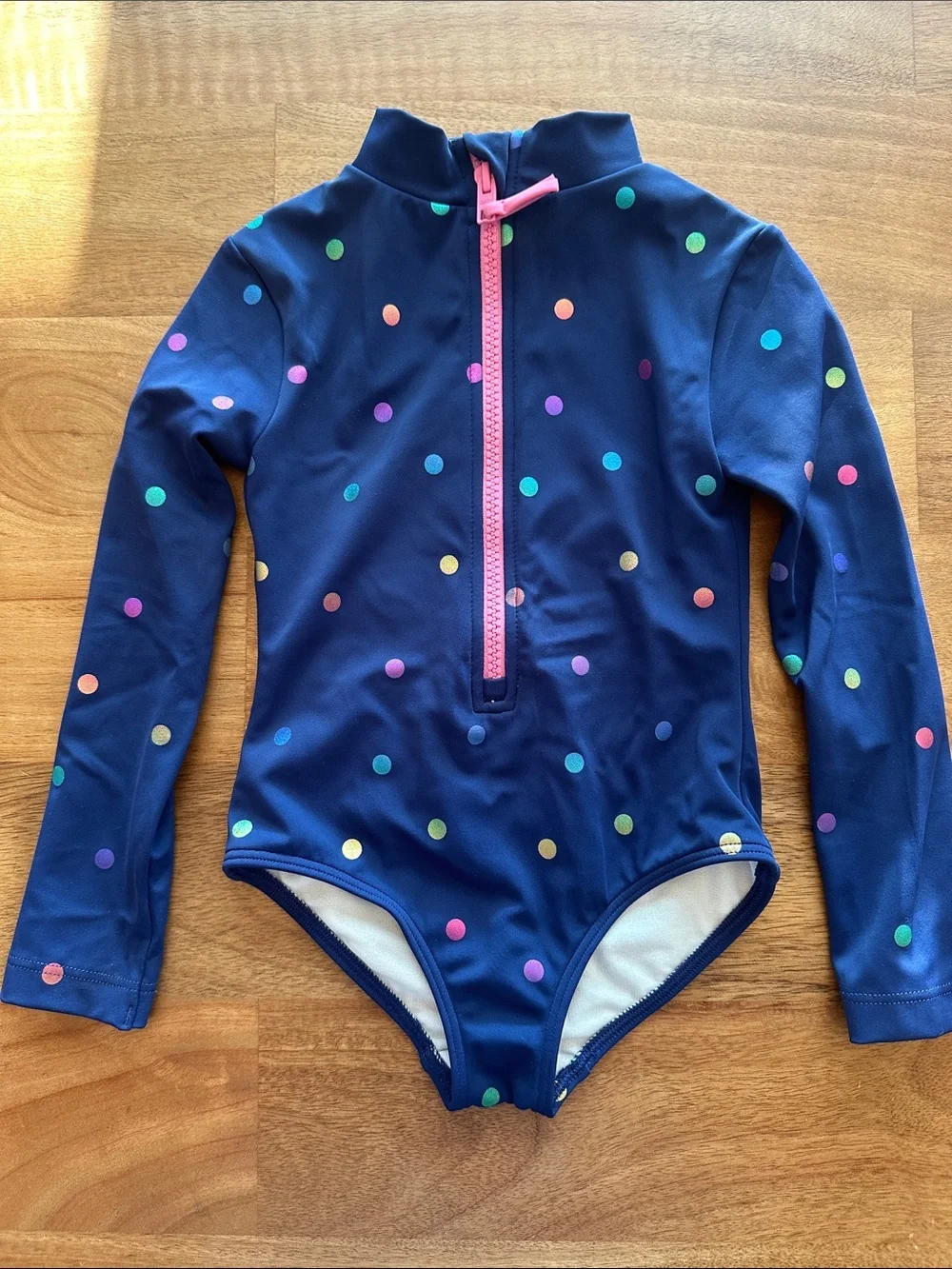Mini Boden 2-3Y Navy Long-Sleeve One-Piece Rashguard Swimsuit